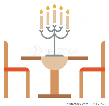 Dinner table with candlestick. Cozy room furniture icon 93451522