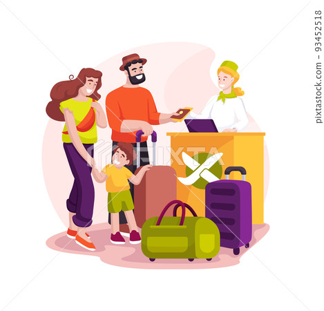 Airport check-in isolated cartoon vector illustration. Airport check-in isolated cartoon vector illustration. 93452518