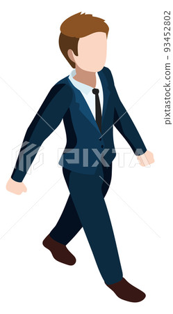 Walking businessman isometric character. Going to work Walking businessman isometric character. Going to work 93452802