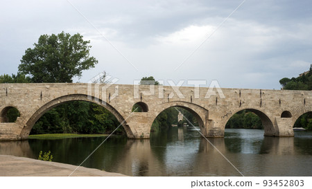 retail of old restored roman bridge in Beziers the city in south France retail of old restored roman bridge in Beziers the city in south France 93452803