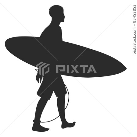 Man walking with surfing board. Summer sport icon Man walking with surfing board. Summer sport icon 93452852