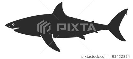 Shark black silhouette. Dangerous ocean predator icon Shark black silhouette. Dangerous ocean predator icon 93452854