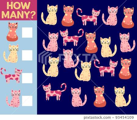 How many Cat, game for children. printable worksheet 93454109