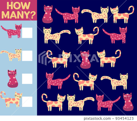 How many Cat, game for children. printable worksheet 93454123