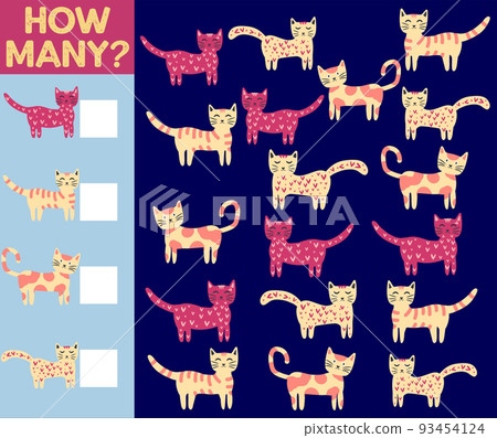 How many Cat, game for children. printable worksheet 93454124