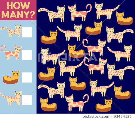 How many Cat, game for children. printable worksheet 93454125