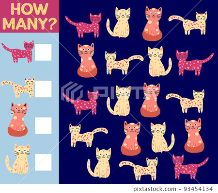 How many Cat, game for children. printable worksheet 93454134
