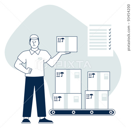 Shipping boxes check. Cargo delivery control concept Shipping boxes check. Cargo delivery control concept 93454200
