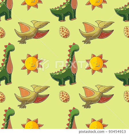 Cute funny dinosaur pattern. Print for cloth design, textile, wrapping paper Cute funny dinosaur pattern. Print for cloth design, textile, wrapping paper 93454913