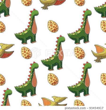 Cute funny dinosaur pattern. Print for cloth design, textile, wrapping paper Cute funny dinosaur pattern. Print for cloth design, textile, wrapping paper 93454917