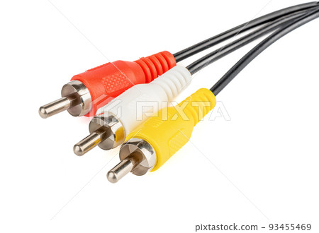 RCA connectors composite electrical connection designs isolated on white background. RCA connectors composite electrical connection designs isolated on white background. 93455469