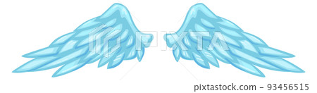 Blue feather wings. Heaven creature cartoon logo Blue feather wings. Heaven creature cartoon logo 93456515