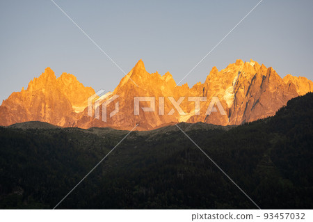 panorama of Les Aiguilles towers panorama of Les Aiguilles towers 93457032