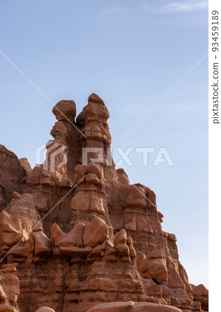 Red Rock Formations and Hoodoos in the Desert at Sunrise. 93459189