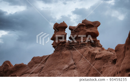 Red Rock Formations in Desert at Sunset. Spring Season. Goblin Valley State Park 93459235