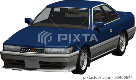 A cutout image of a navy blue Nissan Leopard famous for Dangerous Detectives. background transparent illustration A cutout image of a navy blue Nissan Leopard famous for Dangerous Detectives. background transparent illustration 93460644