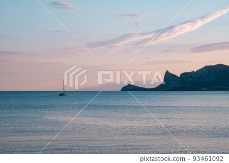 Two mast schooner under sails on the baltic sea. 93461092