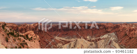 Scenic Panoramic View of American Landscape and Red Rock Mountains in Desert Canyon. 93461182