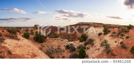 Scenic Panoramic View of American Landscape and Red Rock Mountains in Desert Canyon. 93461208