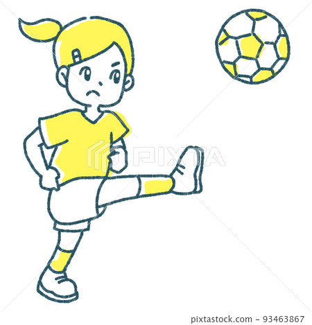girl kicking a soccer ball 93463867