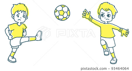 boy kicking a soccer ball 93464064