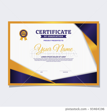 Purple Gold Certificate of Graduation Success School Print Template 93464196