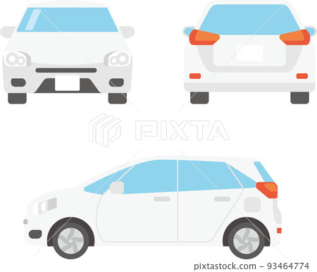 從正面、背面和側面看乘用車平面設計的插圖集 從正面、背面和側面看乘用車平面設計的插圖集 93464774