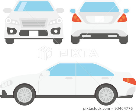 從正面、背面和側面看豪華車平面設計的插圖集 93464776