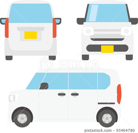 從正面、背面和側面看輕型汽車平面設計的插圖集 93464780