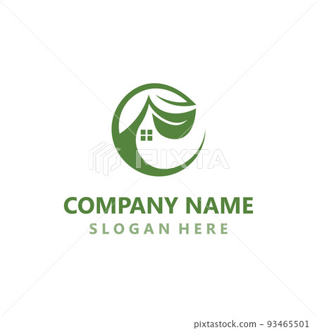 Green home logo friendly creative ecology simple design template 93465501