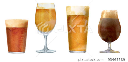 Watercolor beer illustration set 93465589