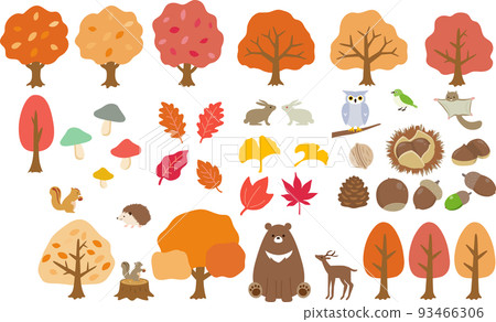 Autumn trees and animals set Autumn trees and animals set 93466306