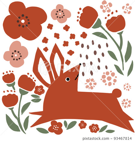 flower garden and rabbit 93467814