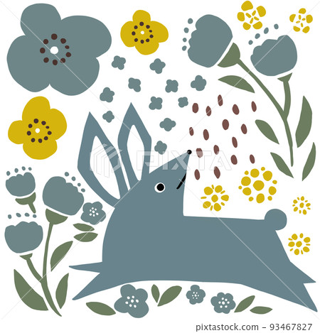 flower garden and rabbit 93467827
