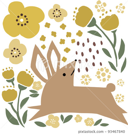 flower garden and rabbit 93467840