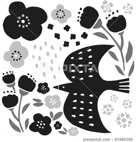 Illustration of birds and flowers 93468166