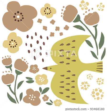 Illustration of birds and flowers 93468180