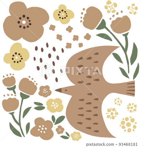 Illustration of birds and flowers 93468181