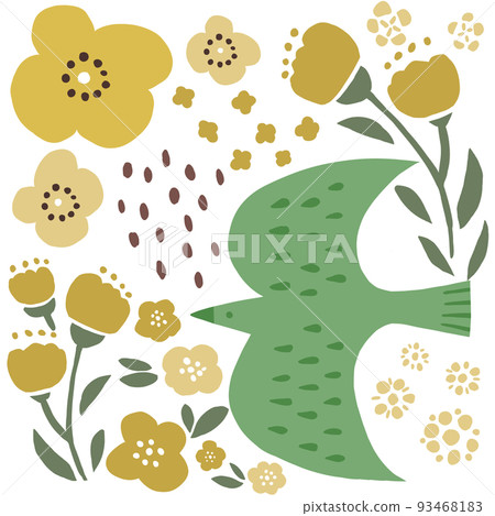 Illustration of birds and flowers 93468183