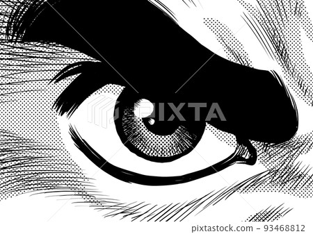 Gekiga manga-style hot-blooded male eye illustration 93468812