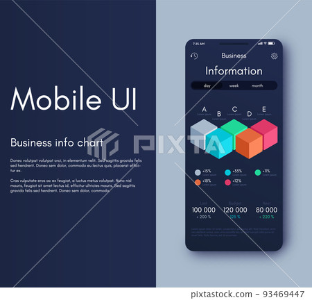 Vector graphics infographics with mobile phone. Template for creating mobile applications, workflow layout, diagram, banner, web design, business reports 93469447