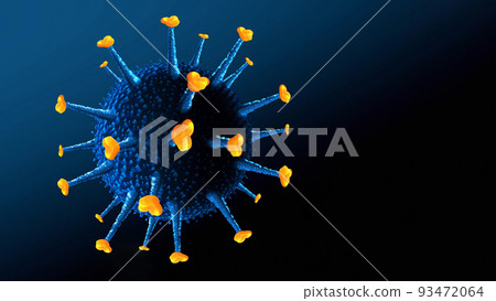 coronavirus cell virtual model on blue background 93472064