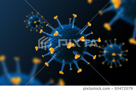 coronavirus cells on dark blue background 93472079