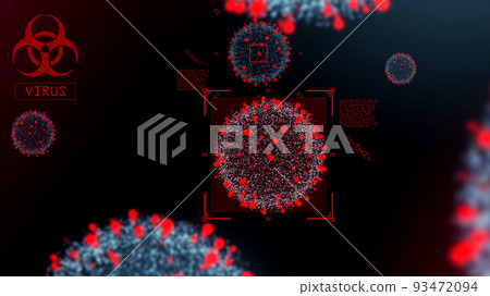 coronavirus cell virtual model on black background coronavirus cell virtual model on black background 93472094