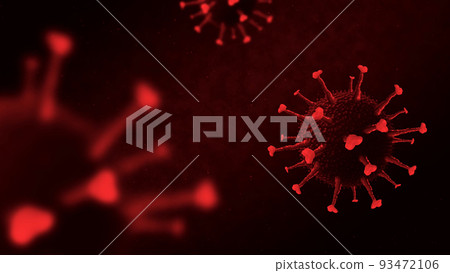 coronavirus cells on dark red background 93472106