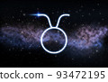 taurus zodiac sign over night sky and galaxy 93472195