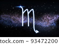 scorpio zodiac sign over night sky and galaxy 93472200