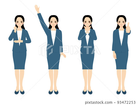 職業女性插圖集,全身,深藍色西裝,黑色頭髮 職業女性插圖集,全身,深藍色西裝,黑色頭髮 93472253