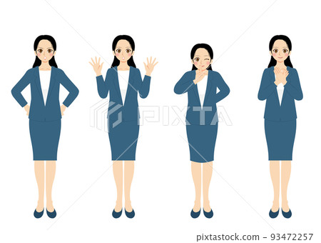 職業女性插圖集,全身,深藍色西裝,黑色頭髮 職業女性插圖集,全身,深藍色西裝,黑色頭髮 93472257