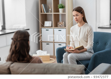 psychologist and woman at psychotherapy session psychologist and woman at psychotherapy session 93472377